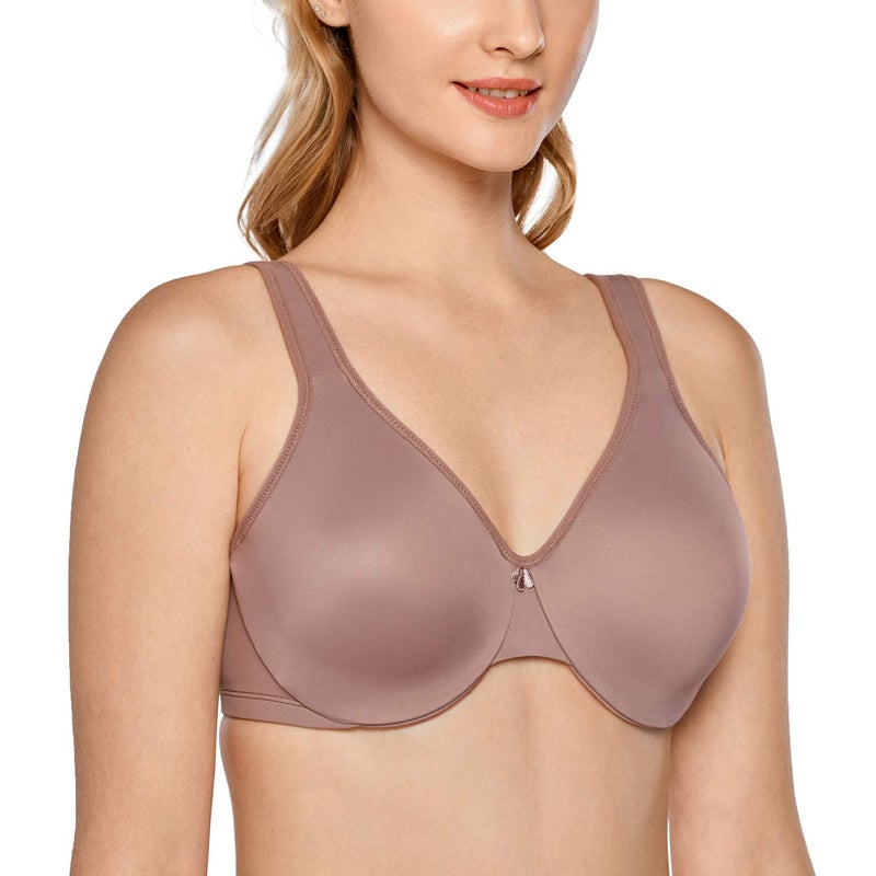 DELIMIRA Women's Minimizer Bra Plus Size Underwire Smooth Full Coverage Seamless Bras Mochaccino 40D - Image 1